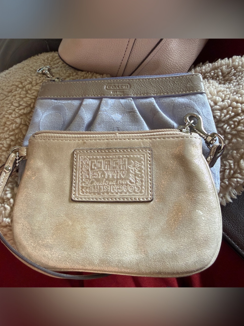 Coach Metallic Y2K Gold and Silver Wristlet Bundle: Set of Two